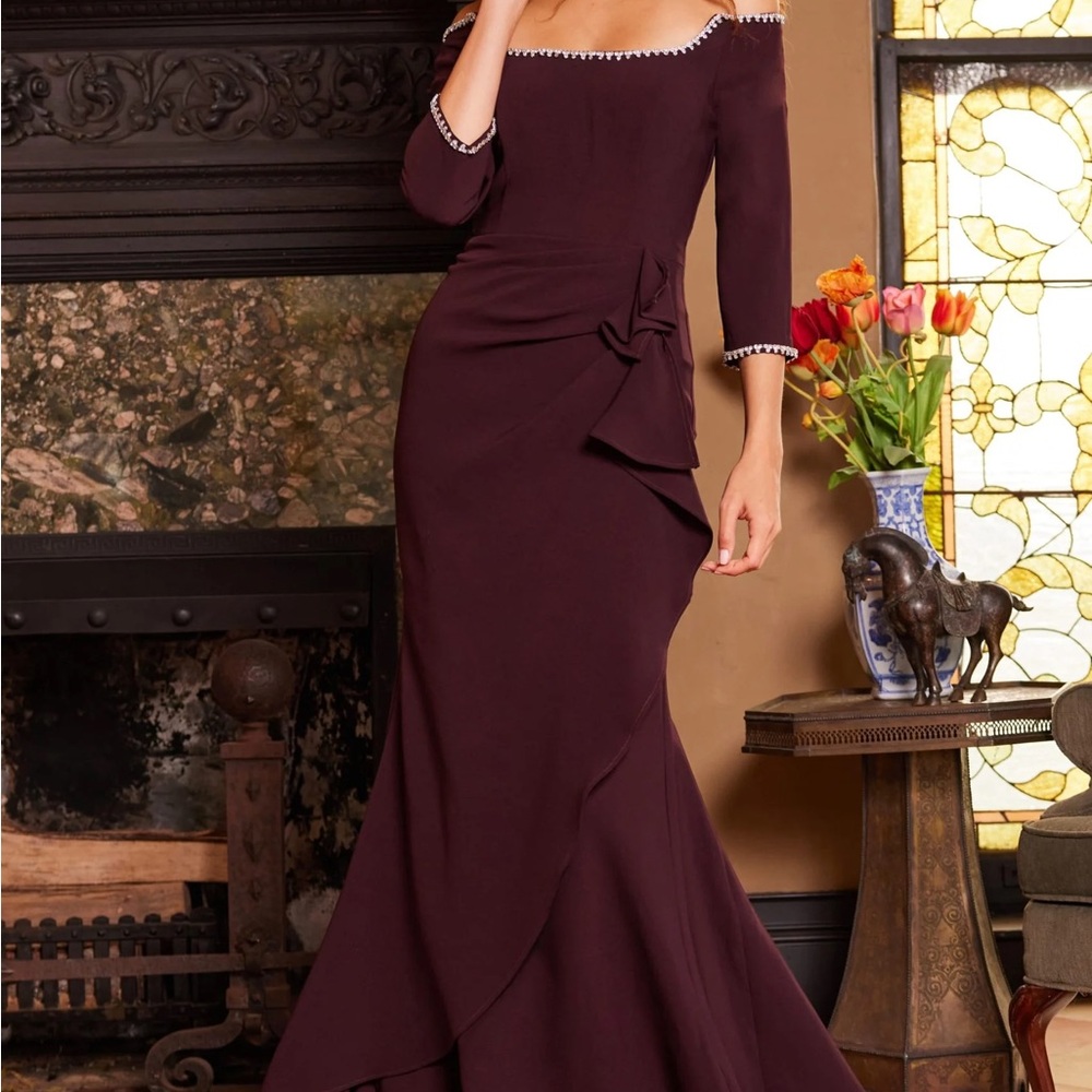 Jovani - Scuba Off the Shoulder Bell Sleeves Mother of the Bride Dress 00446